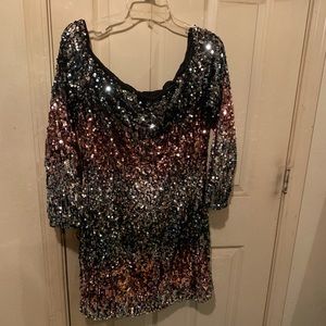 Sequined off shoulder dress